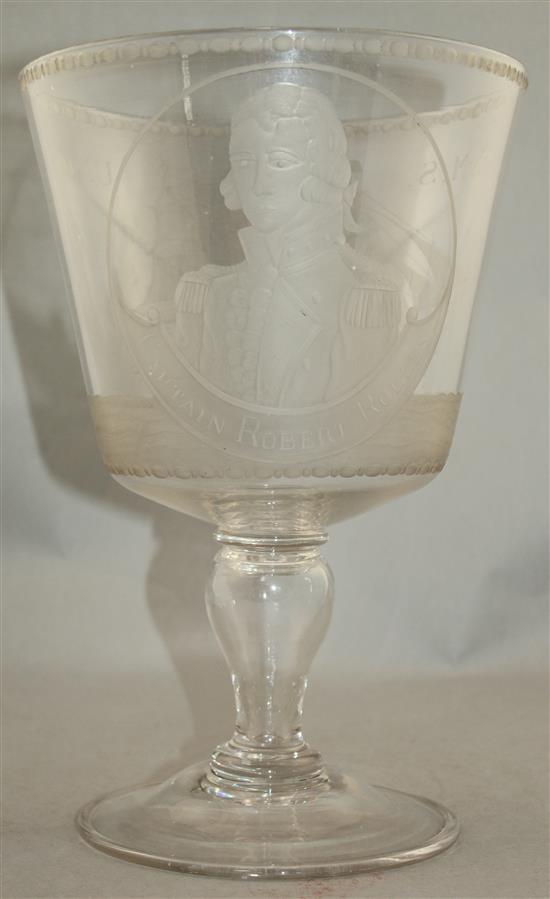 Napoleonic Wars Interest: A massive glass commemorative goblet, early 20th century, 32cm.